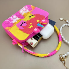 Kids Cartoon Handbag Bubble Pinch Silicone Coin Purse for Girls