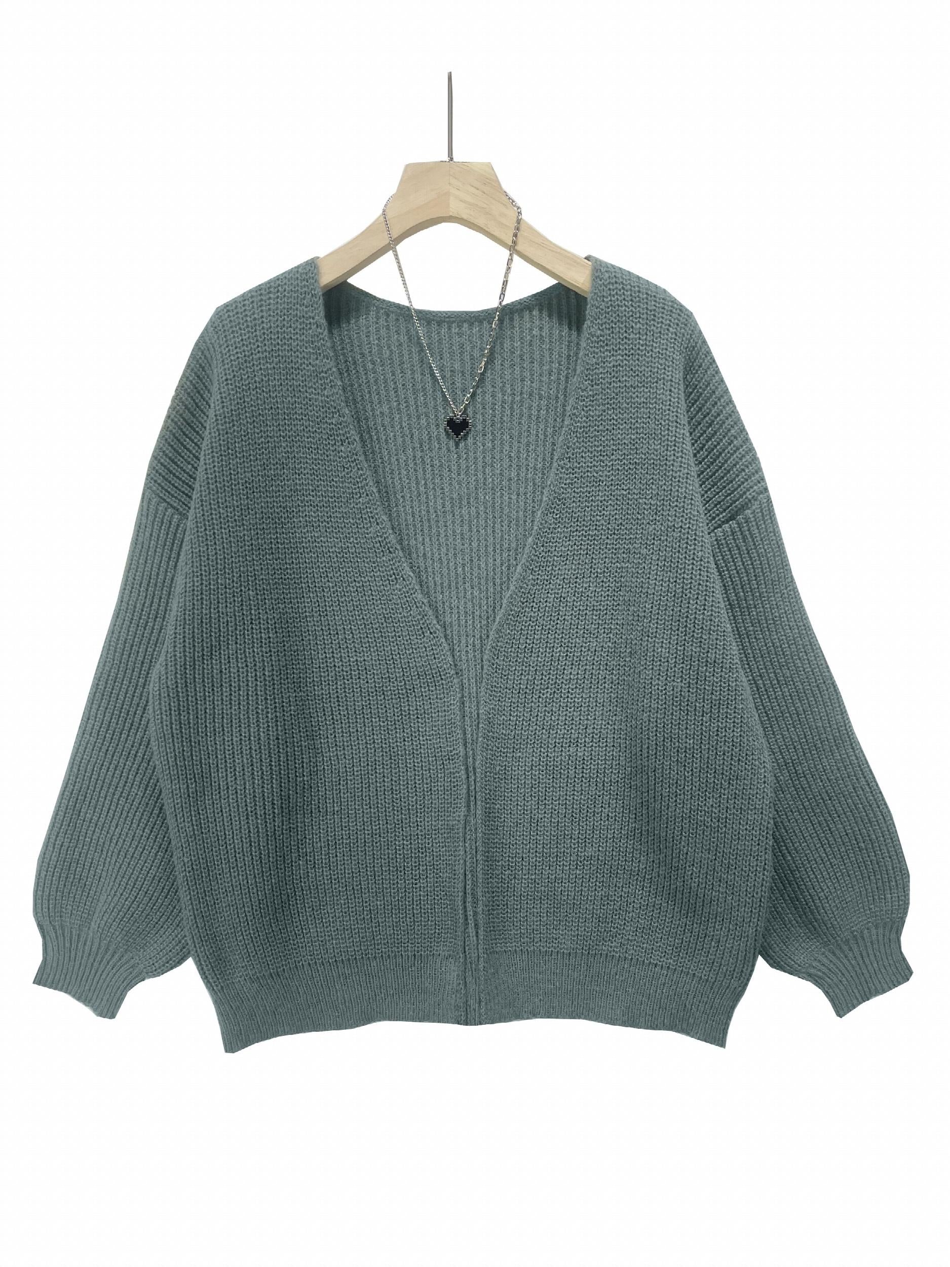 Open Front Loose Long Sleeve Cardigan for Women