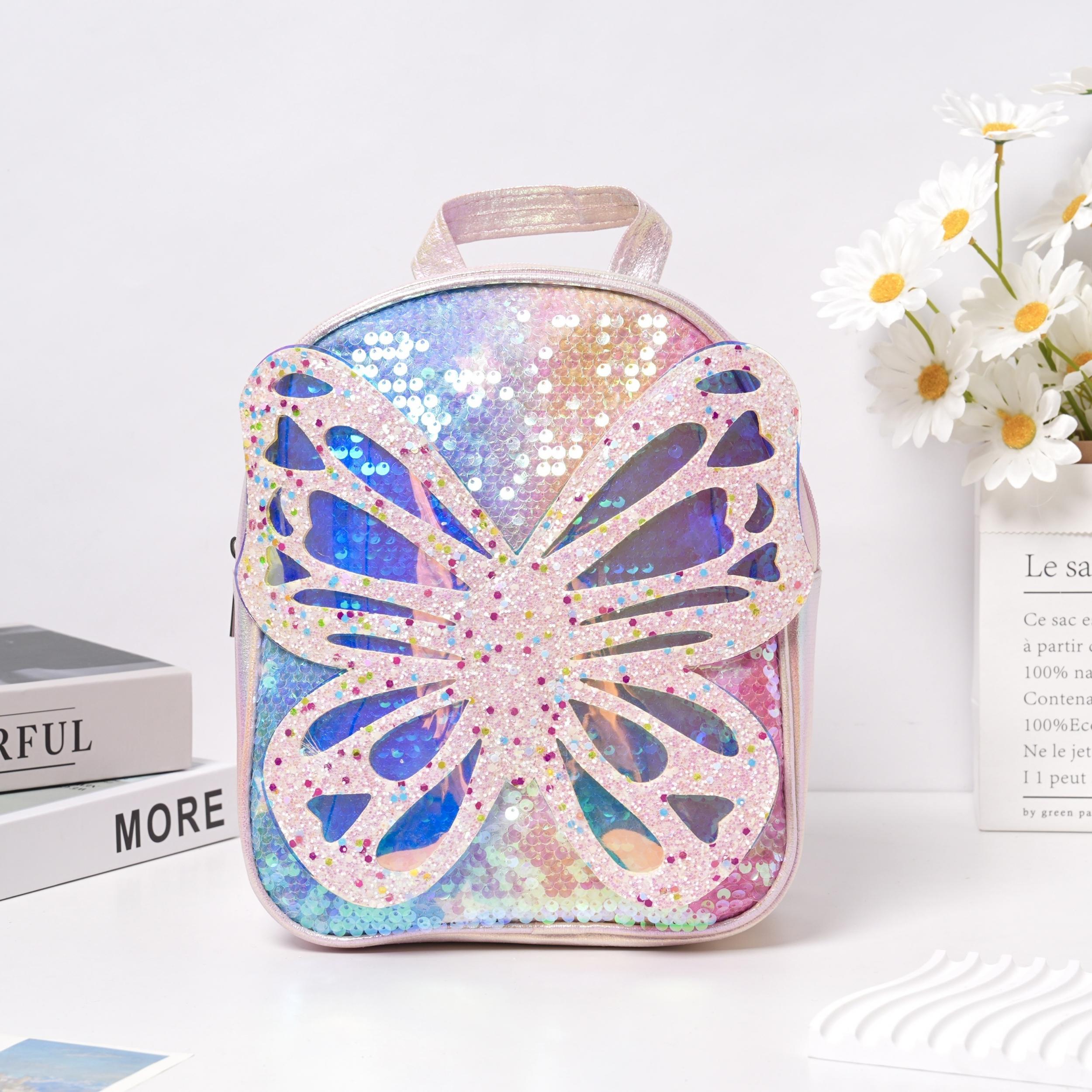 Colorful Sequin Butterfly Backpack for School and Travel