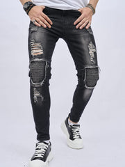 Men's Knee Ripped Hip Hop Style Skinny Jeans