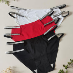 3pcs Seamless Low Waist Cut Out Panties Soft & Comfy Intimates Lingerie
