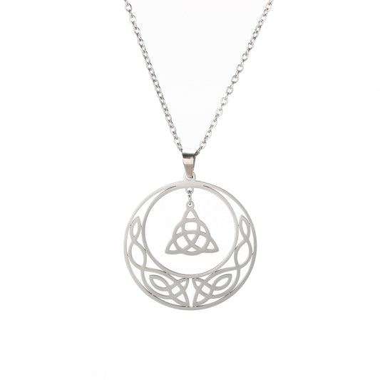 Stainless Steel Pentacle Pendant Necklace Pentagram Celtics Knot Star Circle