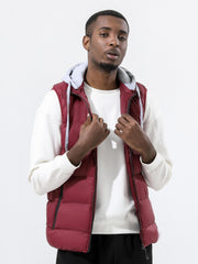 Men's Hooded Winter Vest Zip Up Casual Zipper Pockets