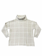 Grid Print Turtleneck Sweater Women's Long Sleeve Jumper
