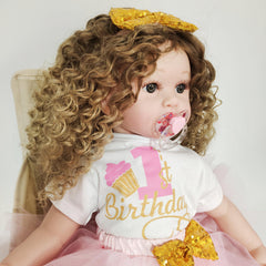 24 Inch Soft Fabric Realistic Reborn Girl Doll with Long Curly Hair