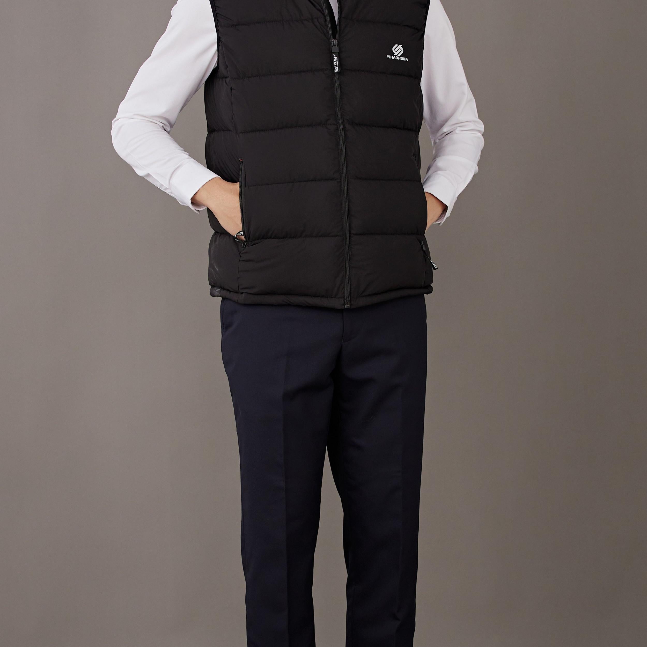 Men's Winter Vest Stand Collar Zip Up Casual Padded Vest