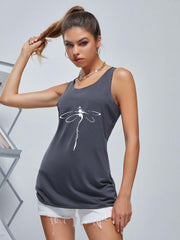 Dragonfly Graphic Sleeveless Tank Top Women's Summer Casual Loose Sports Shirt