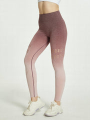 Gradient Hollow Fitness High Waist Yoga Leggings
