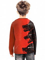 3D Wolf Long Sleeve Outdoor Tees Kids Pullover Top