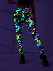 Splash Print Hip Lifting Sports Leggings Yoga Fitness Pants