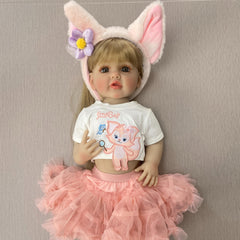 BZDOLL 55 Full Body Vinyl Reborn Doll Blonde Girl Princess Pink Tutu