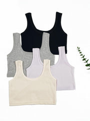 4pcs Girls No Steel Ring Bras Knit Cami Bra Set