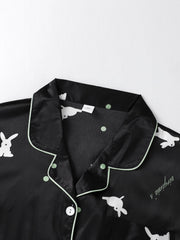 Bunny Print Pajama Set Long Sleeve Top & Pants