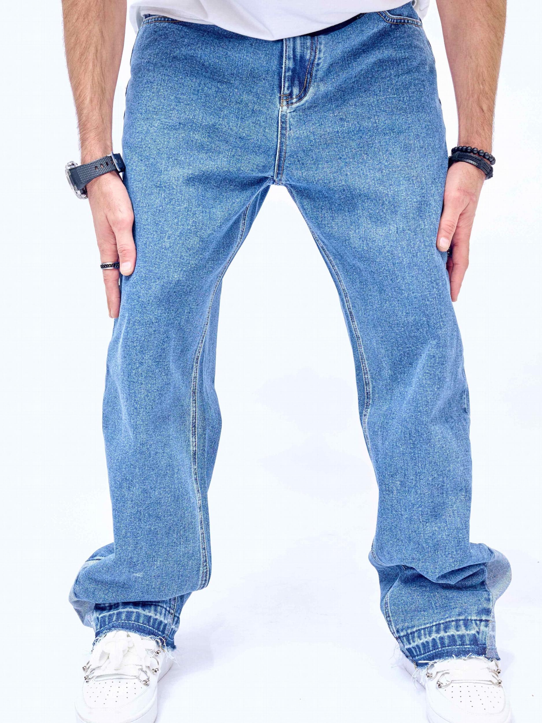 Men's Distressed Destroyed Washed Denim Jeans Straight Fit