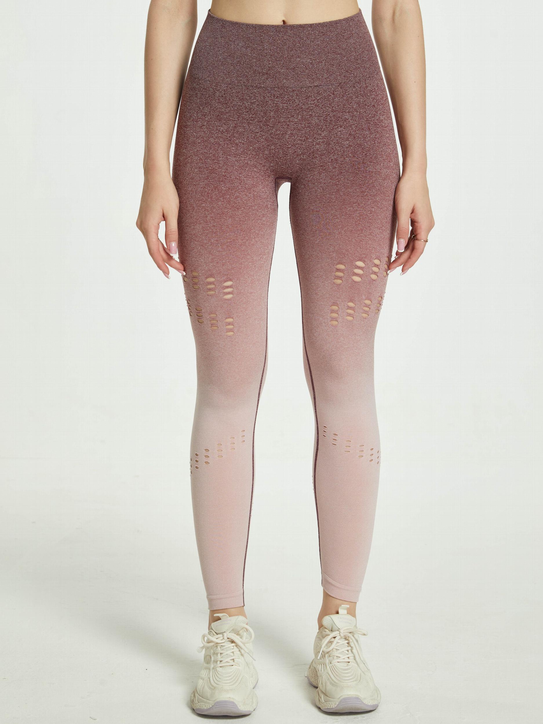 Gradient Hollow Fitness High Waist Yoga Leggings