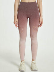 Gradient Hollow Fitness High Waist Yoga Leggings