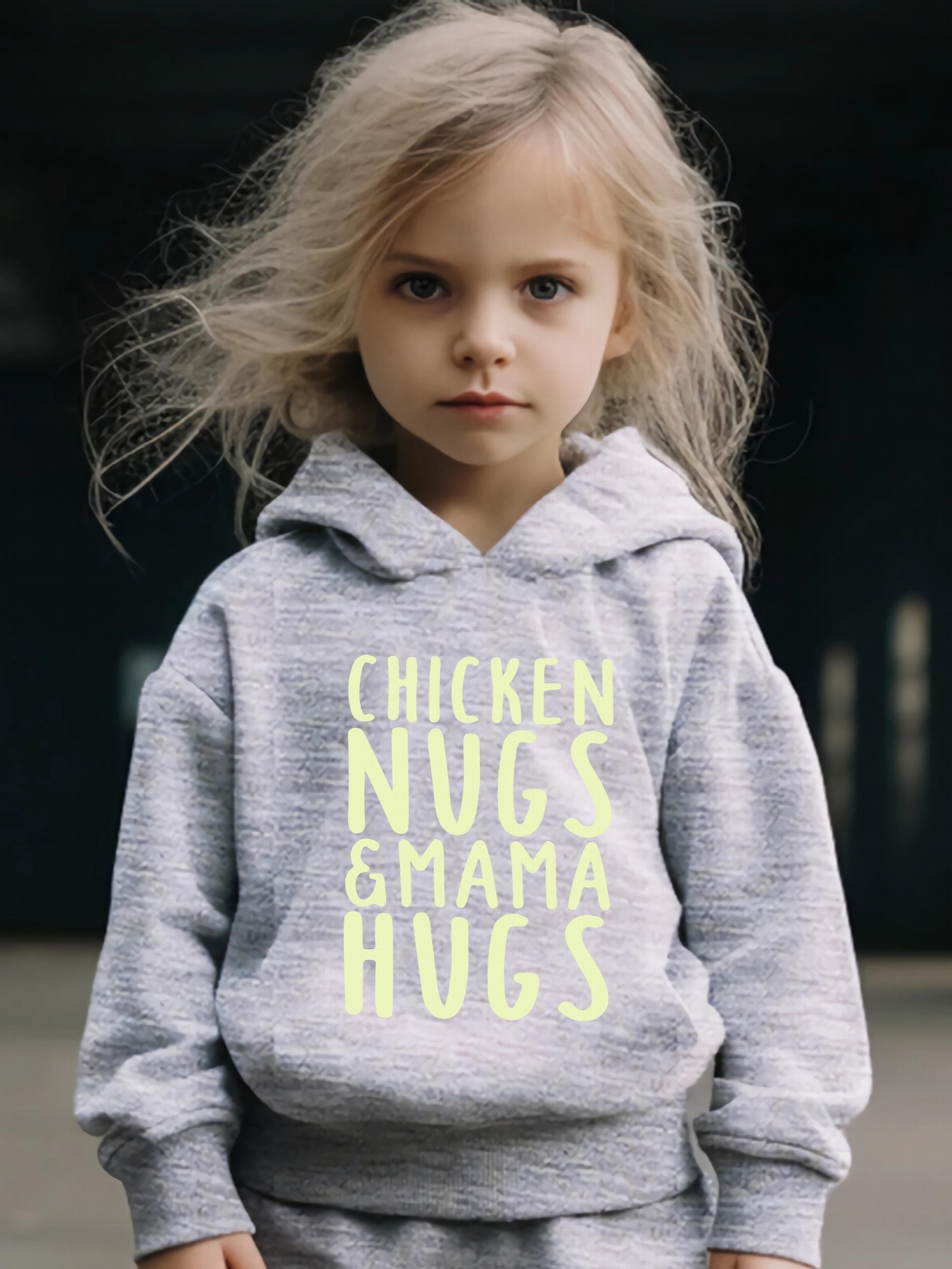 Mama Hug Pattern Hooded Sweatshirt Girls