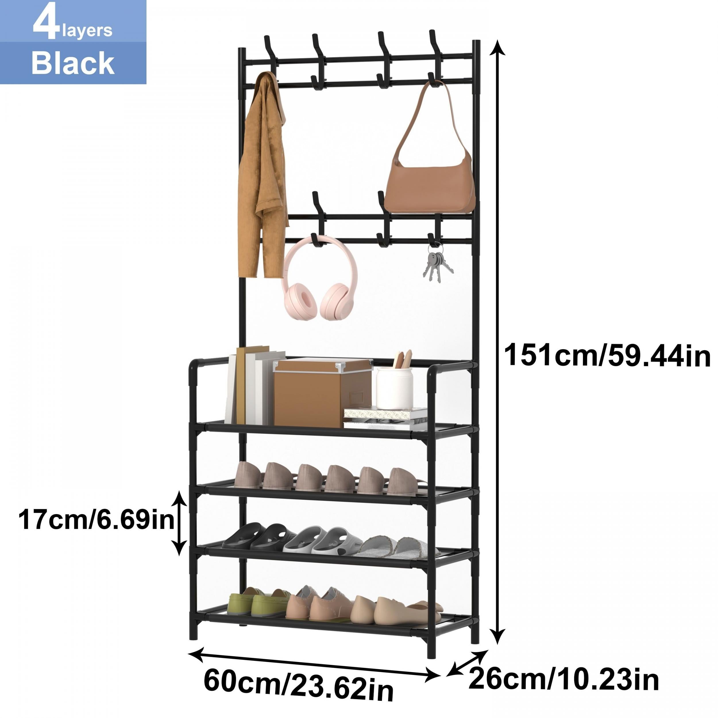Coat Hat Rack with Shoes Storage Hooks