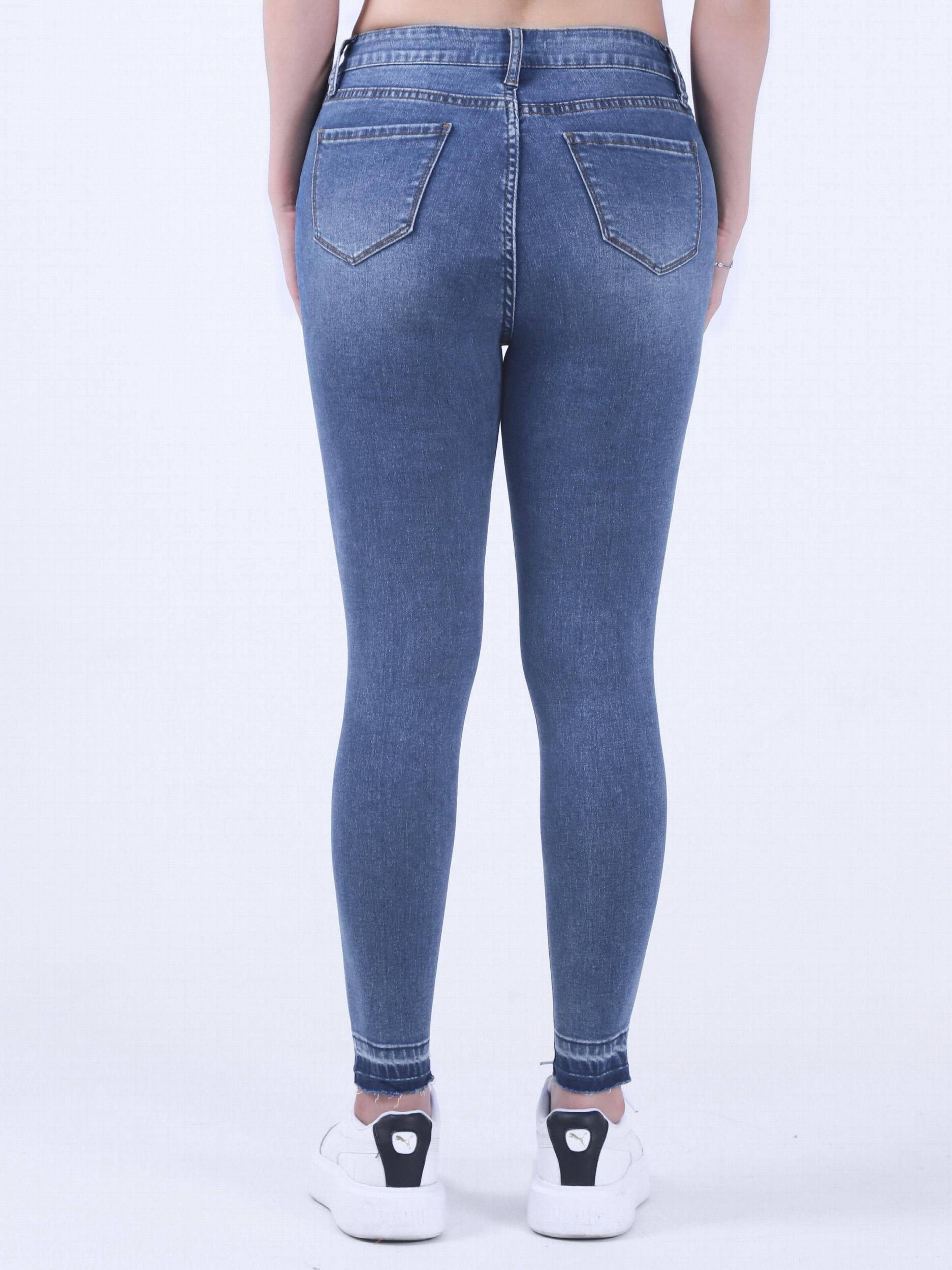 Women's Plus Washed Button Fly High Stretch Jeans
