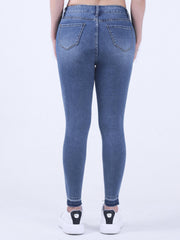 Women's Plus Washed Button Fly High Stretch Jeans