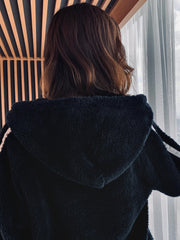 Letter Print Lounge Set Long Sleeve Zipper Hooded Top & Elastic Waistband Pants
