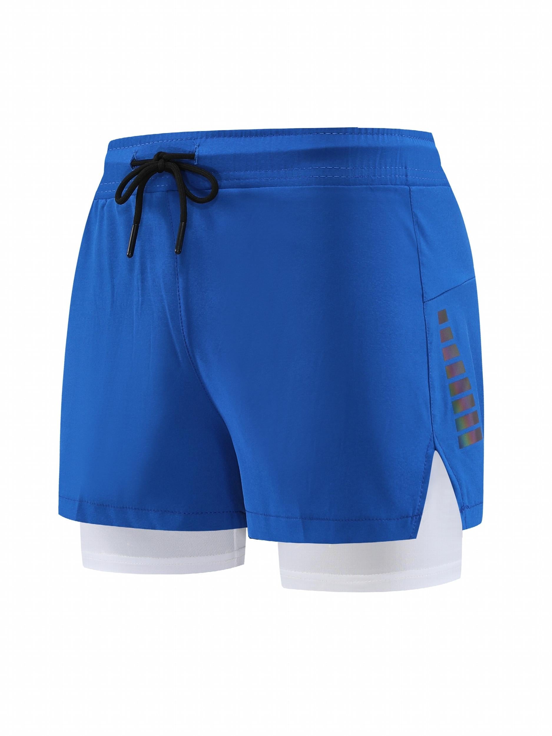 Double Layer Sports Shorts With Side Zipper Pocket