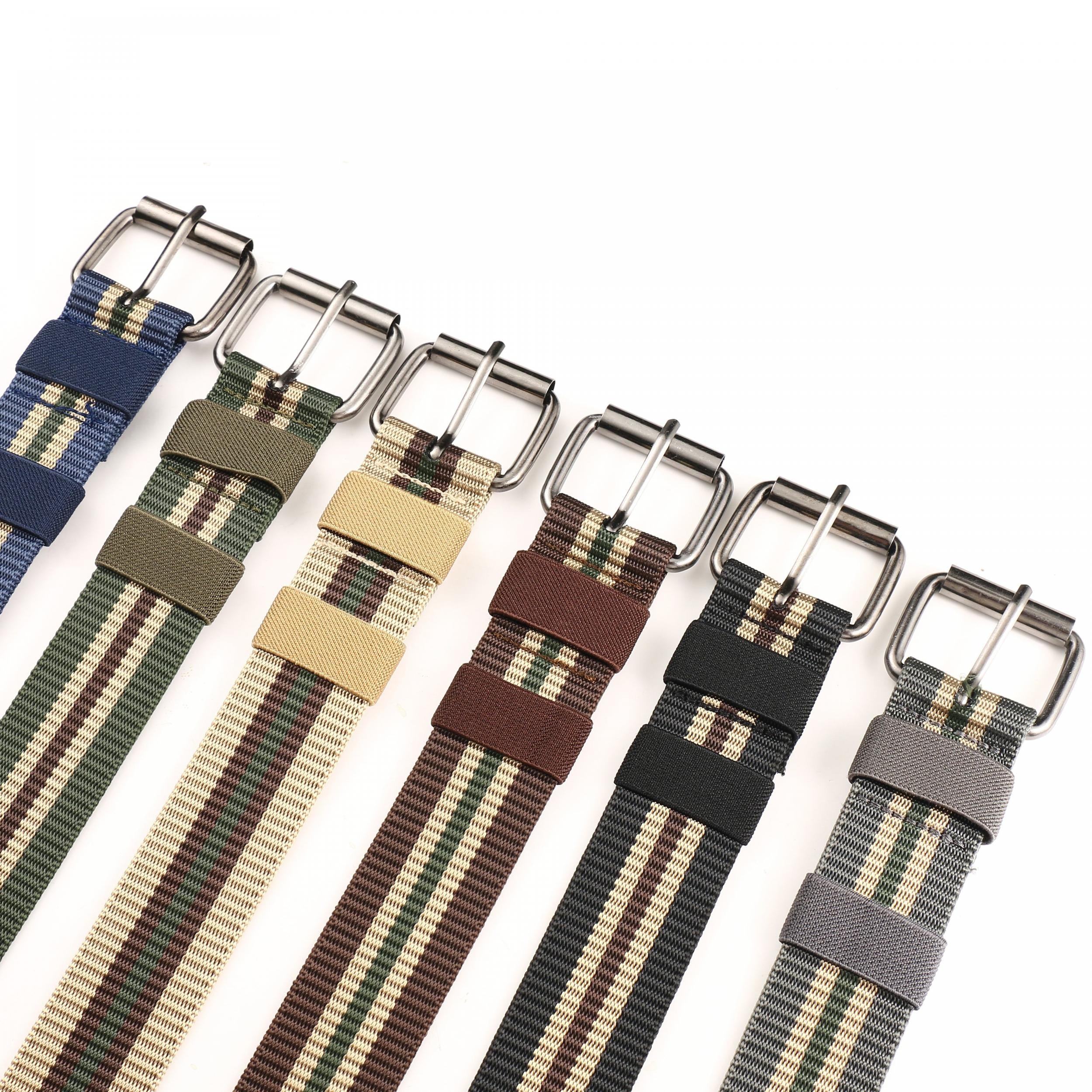 Striped Pattern Square Buckle Casual Belt For Daily Life Nylon Canvas
