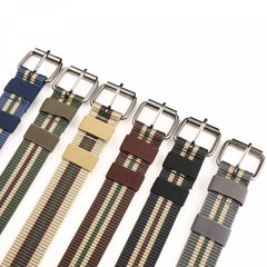 Striped Pattern Square Buckle Casual Belt For Daily Life Nylon Canvas