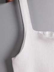 Ribbed Square Neck Tank Top