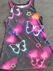Girls Neon Butterfly Princess Dress 3D Print Sleeveless