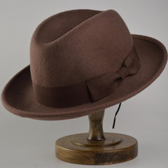 British Fedora Hats Men's Short Brim Tweed Jazz Hat Woolen Hat With Feather