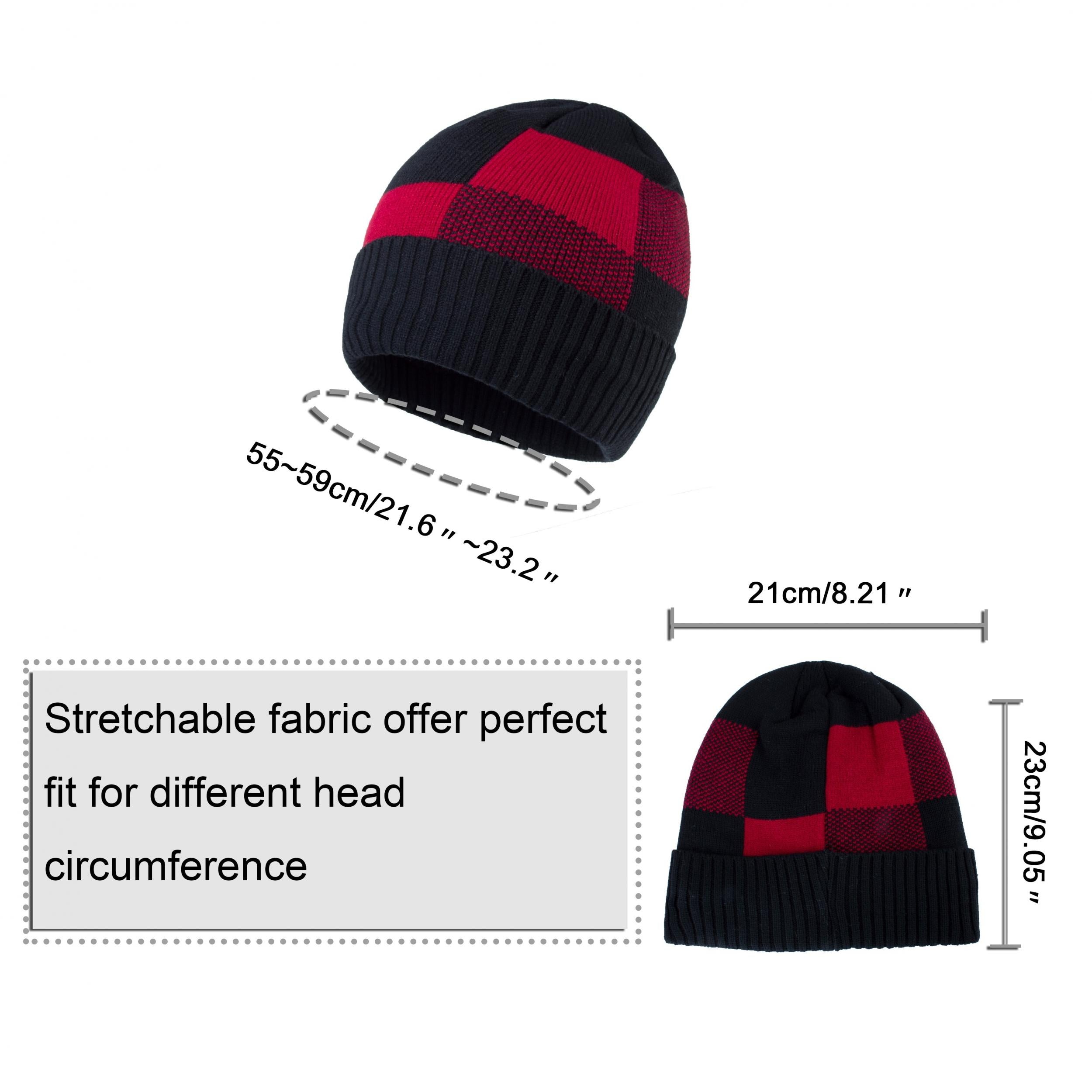 Plaid Warm Beanie Hat Winter Knitted Thick Hat