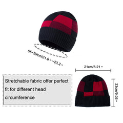 Plaid Warm Beanie Hat Winter Knitted Thick Hat