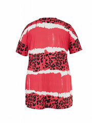 Boho Dress Women's Colorblock Leopard Print Tie Dye Short Sleeve V Nec