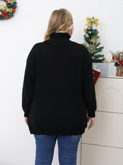 Turtleneck Sweater Long Sleeve Split Knitted Jumper