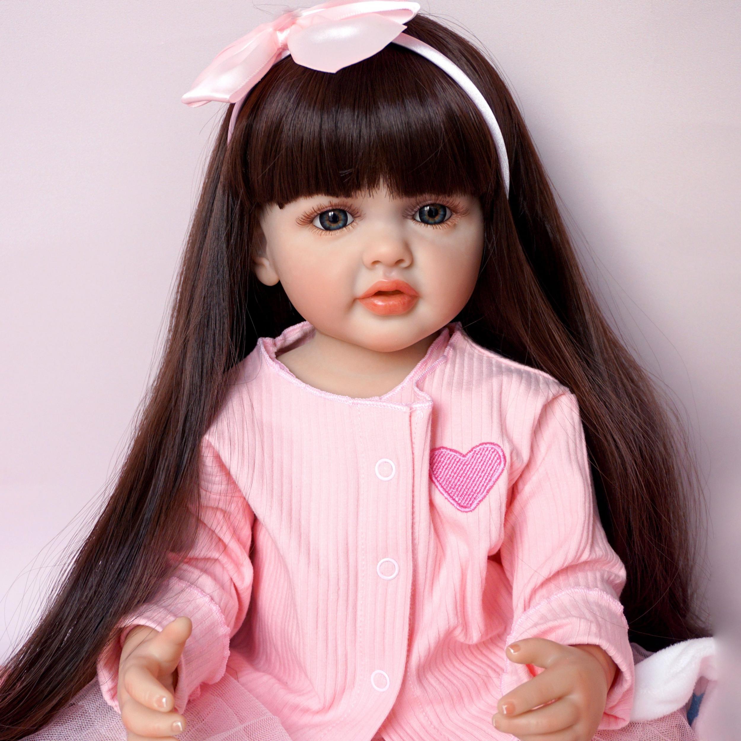 22in Reborn Baby Doll Girl Long Hair Realistic Toddler Art Doll Christmas Gift