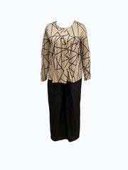 Women's Plus Geometric Print Top & Solid Pants Set