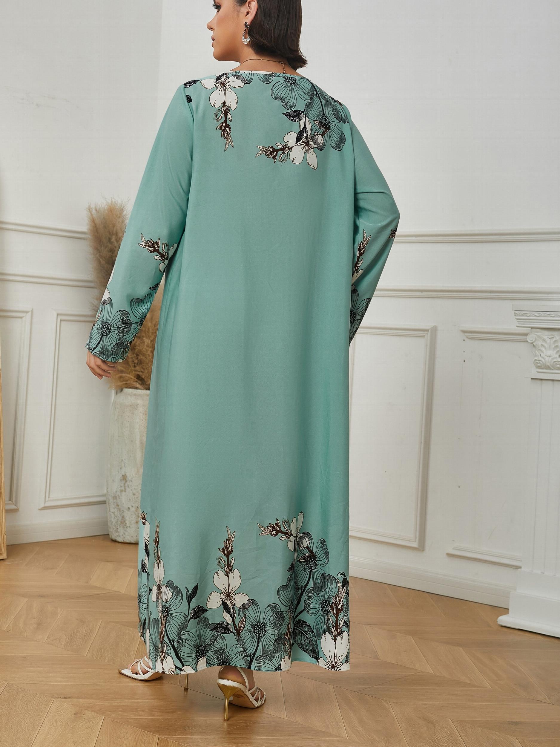 Boho Dress Floral Print Long Sleeve Loose Fit Maxi Dress