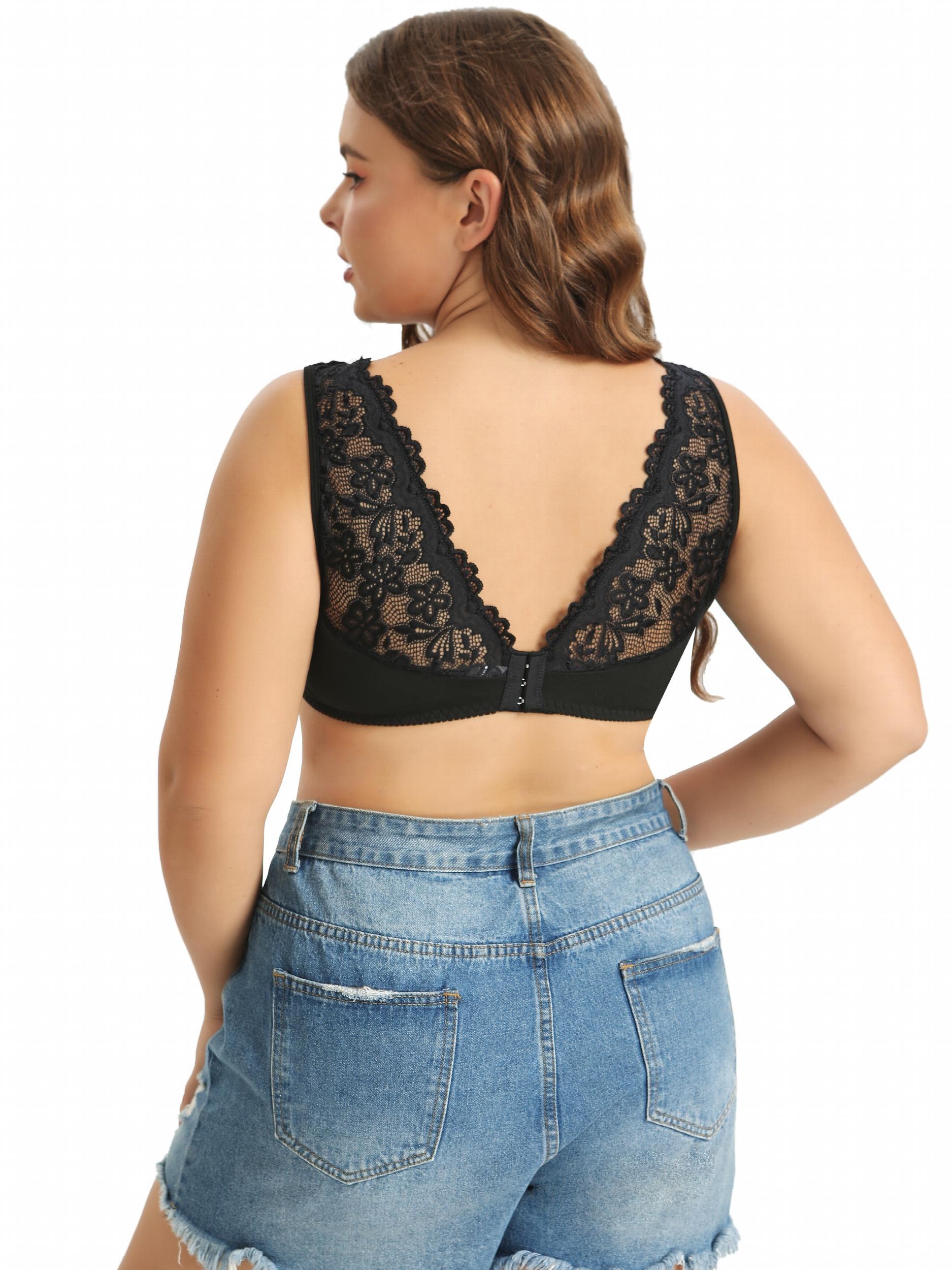 Floral Lace Wide Strap Hook & Eye Bralette