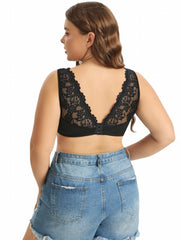 Floral Lace Wide Strap Hook & Eye Bralette