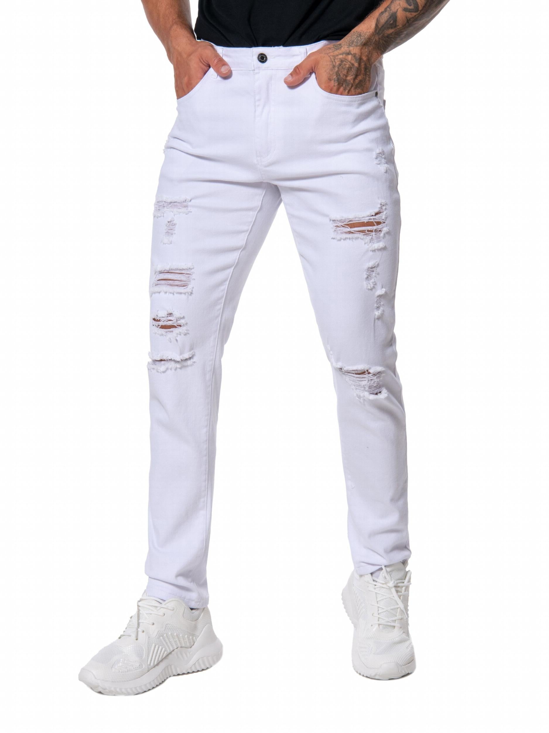 Men's Slim Fit Ripped Jeans Casual Street Style Denim Pants