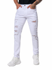 Men's Slim Fit Ripped Jeans Casual Street Style Denim Pants