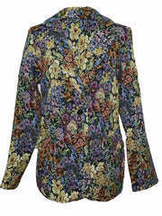 Floral Print Lapel Blazer Vintage Open Front Outerwear