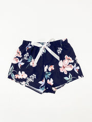 Floral Print Sleep Bottoms Bow Elastic Waistband Shorts Women's Sleepwear