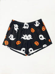 Plus Size Halloween Pajama Set Women's Plus Short Sleeve Tee & Shorts Lounge Set