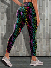 Colorful All Over Print Yoga Pants High Stretch Sports Leggings