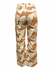 Camo Print Cargo Pants Long Length With Pockets