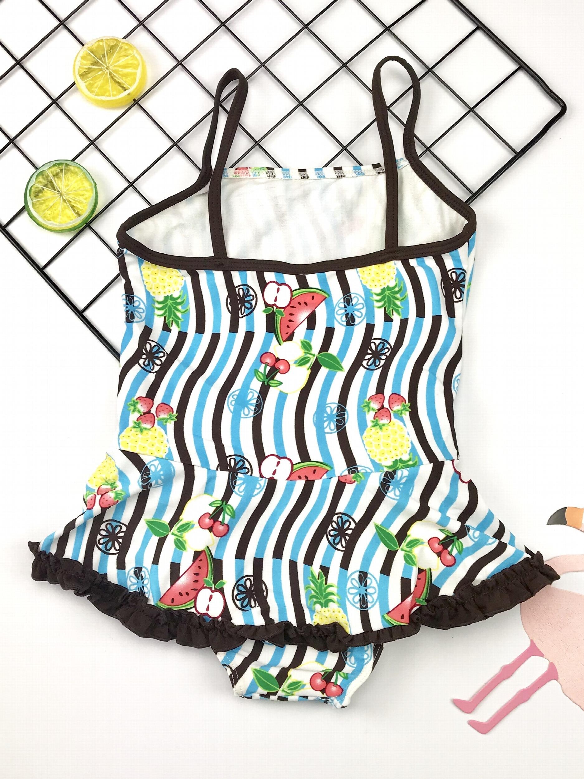 Toddler Girl's Cartoon Fruit Print Tankini Swimsuit