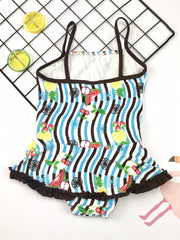 Toddler Girl's Cartoon Fruit Print Tankini Swimsuit