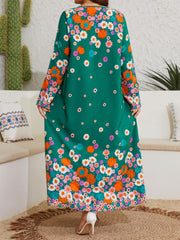 Boho Dress Floral Print Long Sleeve Loose Fit Maxi Dress
